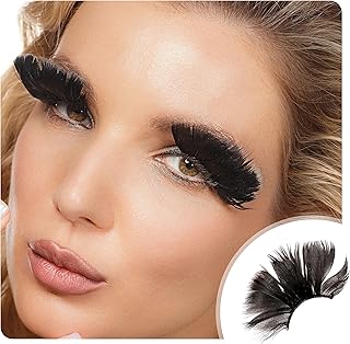 Dorisue Feather Eyelash Double Desk Black Feather eyelashes Extra extension Theatre Art show Halloween