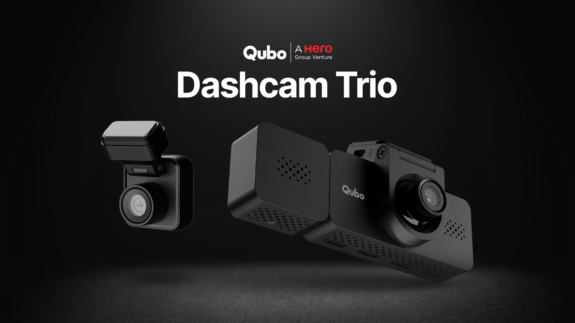 Qubo 3-Channel Dashcam Trio by Hero Group (Front+Rear+Cabin Camera