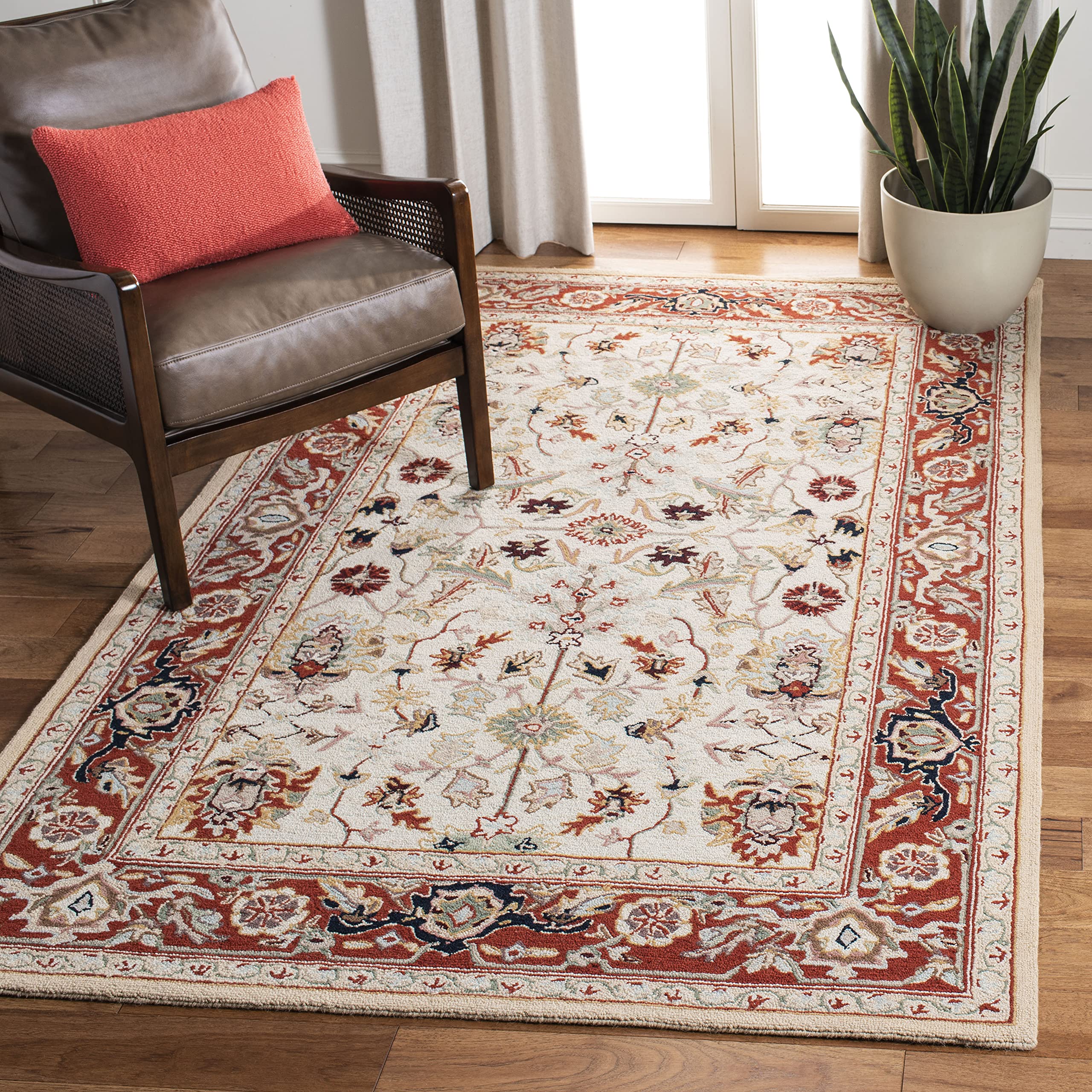Tapis Chelsea Safavieh 1.5x2.4m - Crocheté Main Ivoire - Style Country Floral