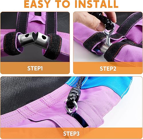 Miniatura 5 de TURFEE Columpio de árbol de platillo de 40 pulgadas para niños, capacidad de peso de 700 libras, asiento de plataforma de tela Oxford impermeable