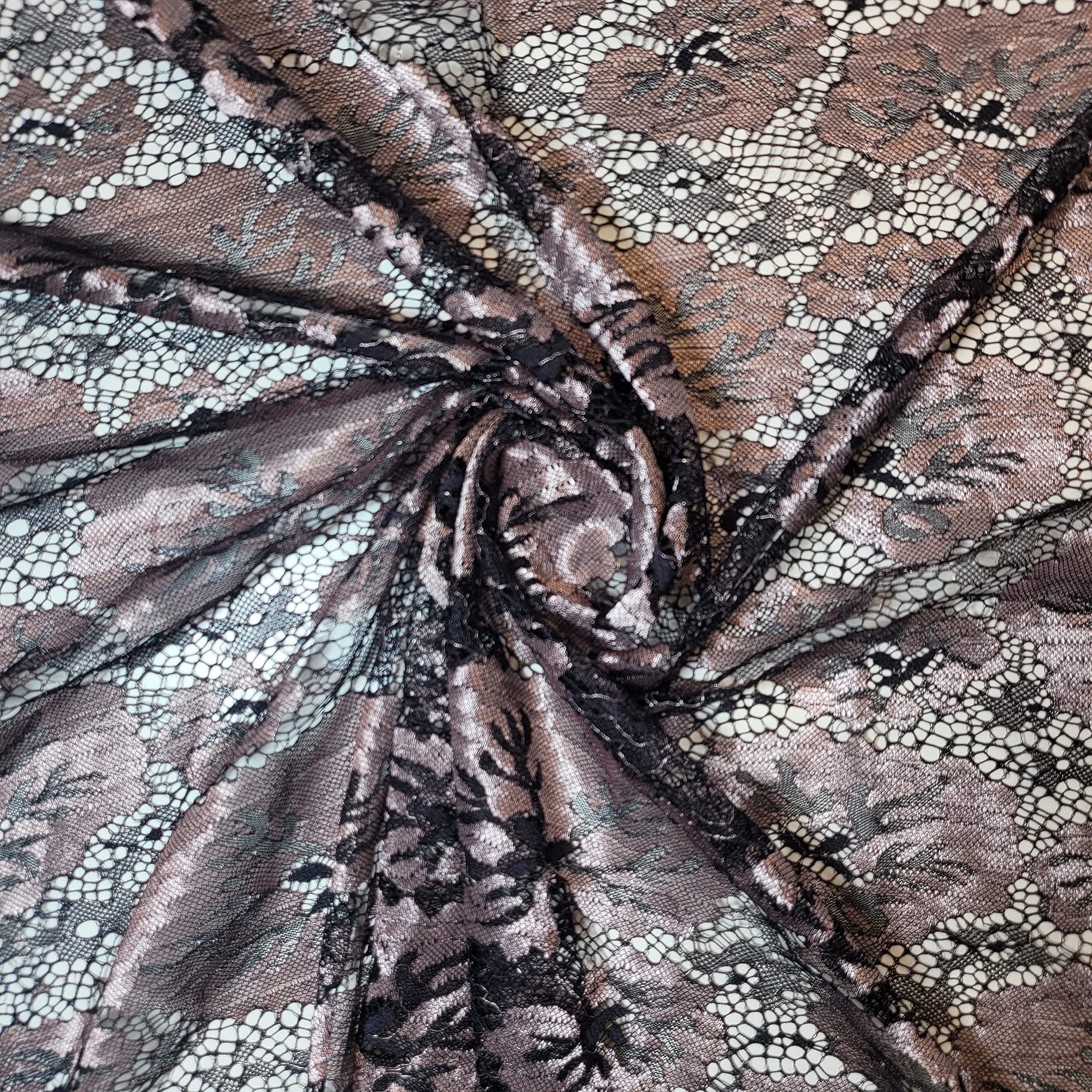 African Vintage Embroidery Bridal Nigerian French Embroidery Corded Budget Guipure Lace Mesh Net Fabric 54" Corded Budget Guipure Lace Mesh Net Fabric 54" (1 Meter, Black Mauve Budget) — image 1