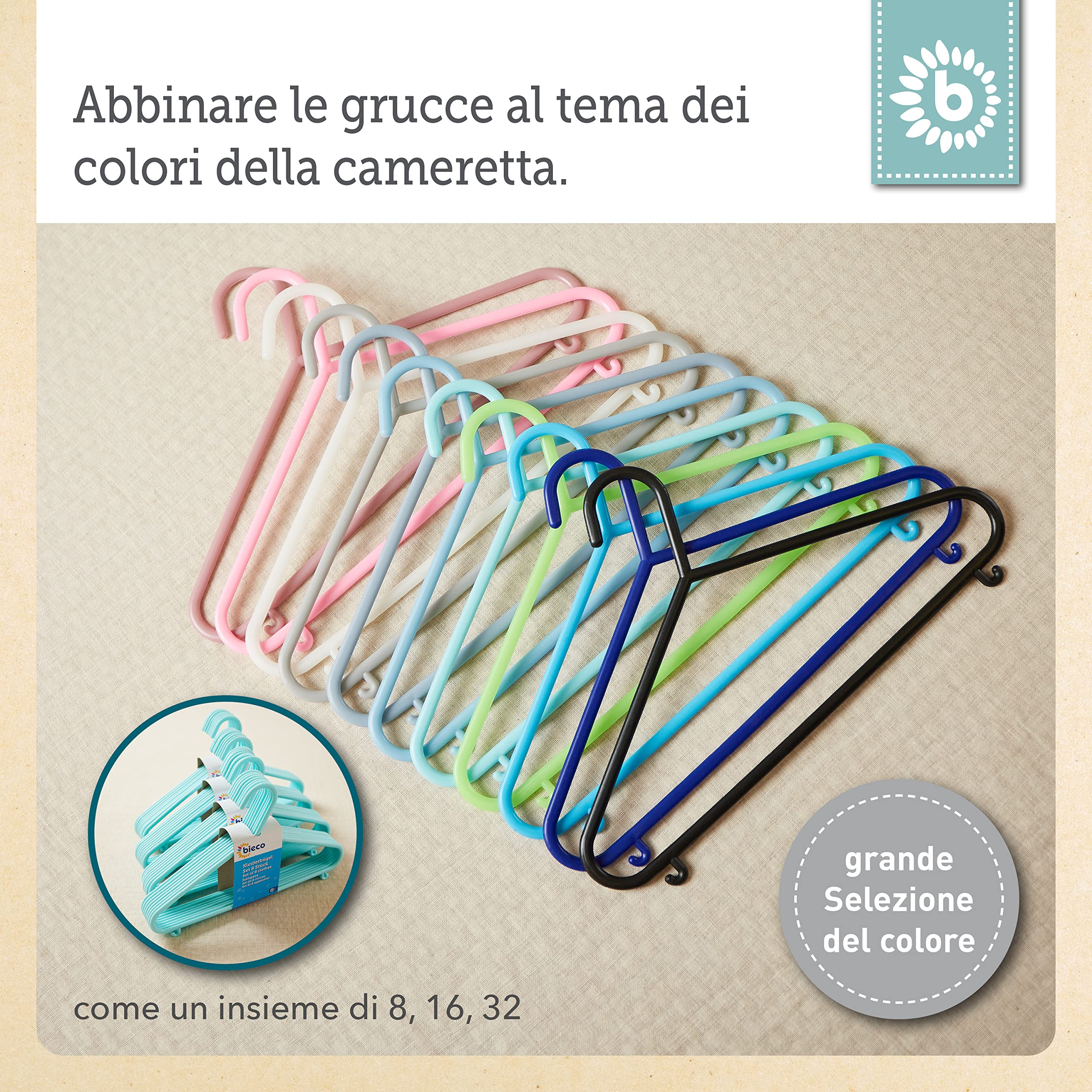 Bebé Bambino Hanger appendiabiti grucce di plastica per bambini 29,5 cm 16 pezzi turchese
