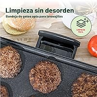 Vista 6 de BELLA - Parrilla eléctrica con bandeja calefactora - Parrilla interior sin humo, superficie antiadherente, temperatura ajustable y asas de toque
