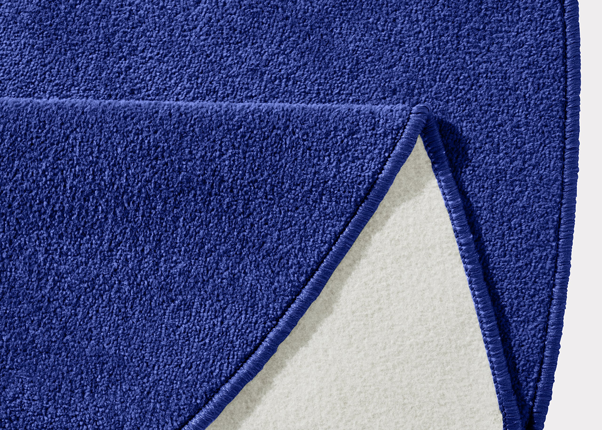HANSE Home Tapis Fancy Rond - Tapis de Salon uni Moderne en Velours pour Salle à Manger, Salon, Chambre d'enfant, Couloir, Chambre à Coucher, Cuisine - Bleu, Ø 133 cm