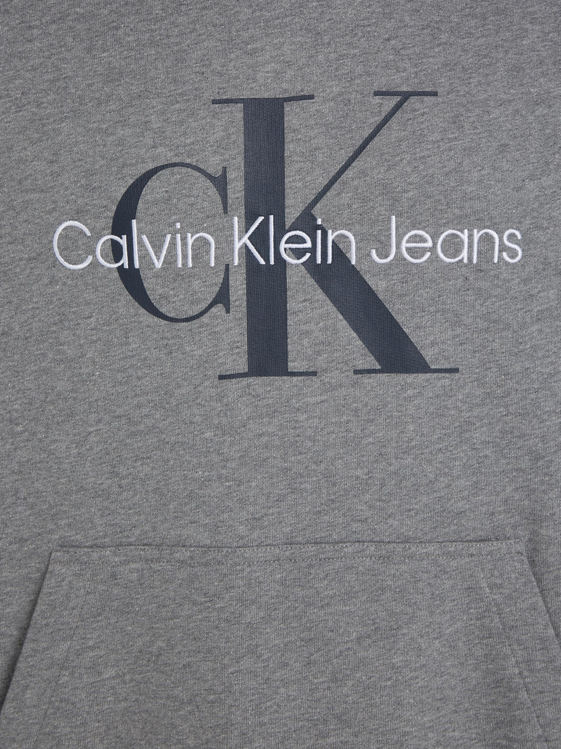 Calvin Klein męska bluza z kapturem Seasonal Monologo Regular, Szary (szary wrzos), 3XL duże rozmiary