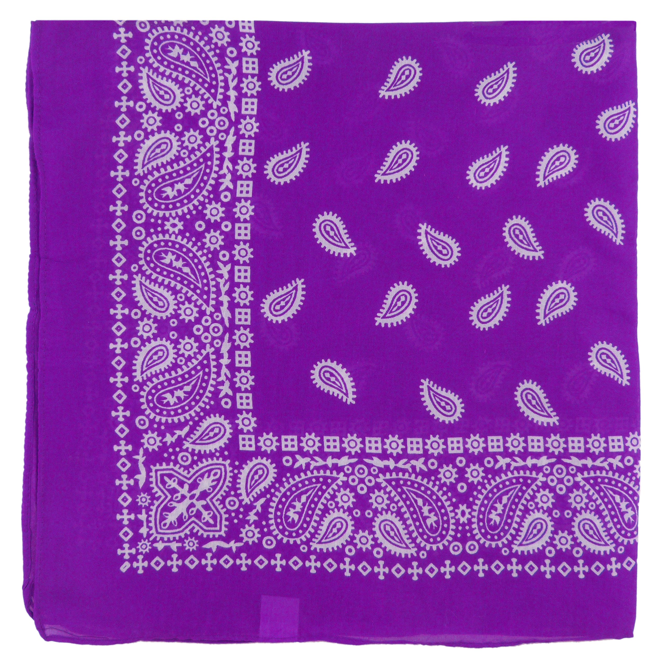 Purple Large Paisley Bandana Bikers Head Scarf Soft Lightweight 24" X 24"