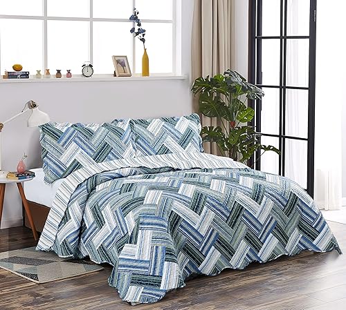 Miniatura 31 de Brilliant Sunshine Juego de edredón de 3 piezas con 2 fundas de almohada, colcha reversible suave y ligera, para todas las estaciones, Gris