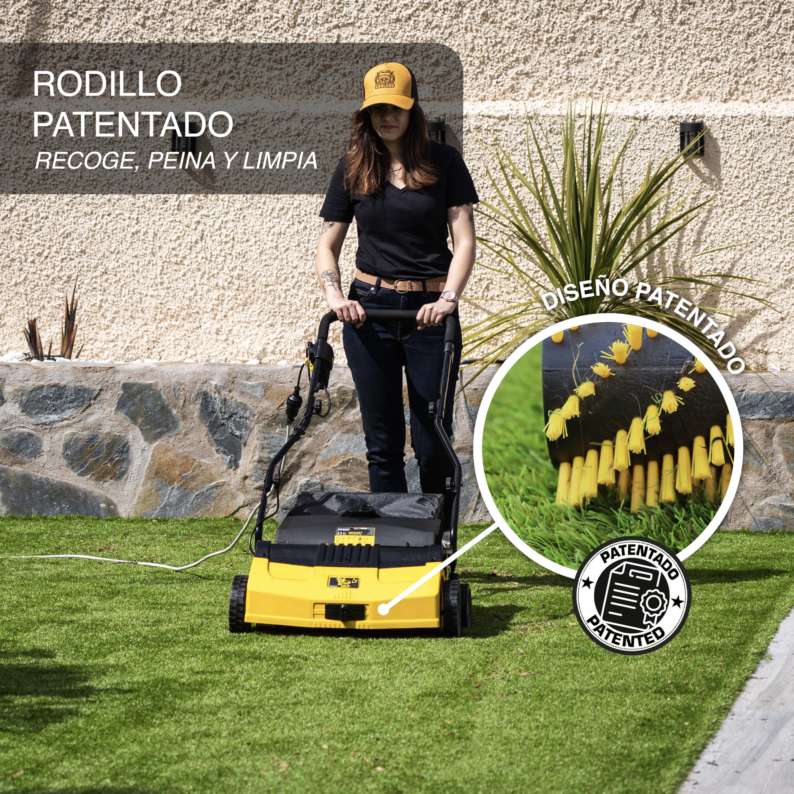 Garland Roll&Comb 502E-V19 - Peinadora/Barredora césped artificial eléctrica enchufable - 1.600 W de potencia, 15'6 kg de peso, ancho de trabajo 40 cm con altura regulable. Saco de recogida de 40 l. Apto para superficies hasta 350 m2. — view 7