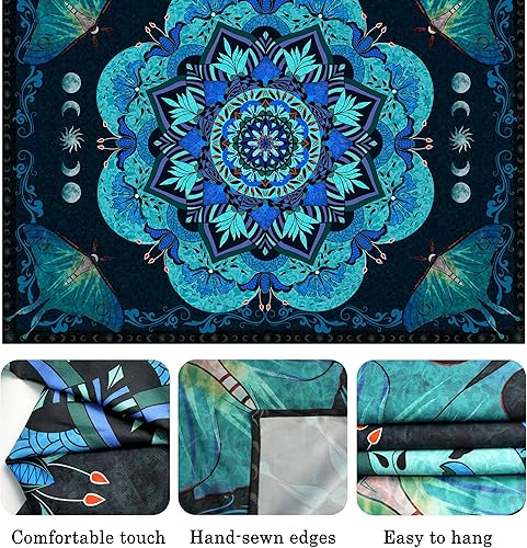 Miniatura 6 de LZBXBXDA Tapiz con diseño de mandala, estilo bohemio, gótico, sol y luna, polilla, para colgar en la pared, decoración del hogar, 30.00 x 40.00