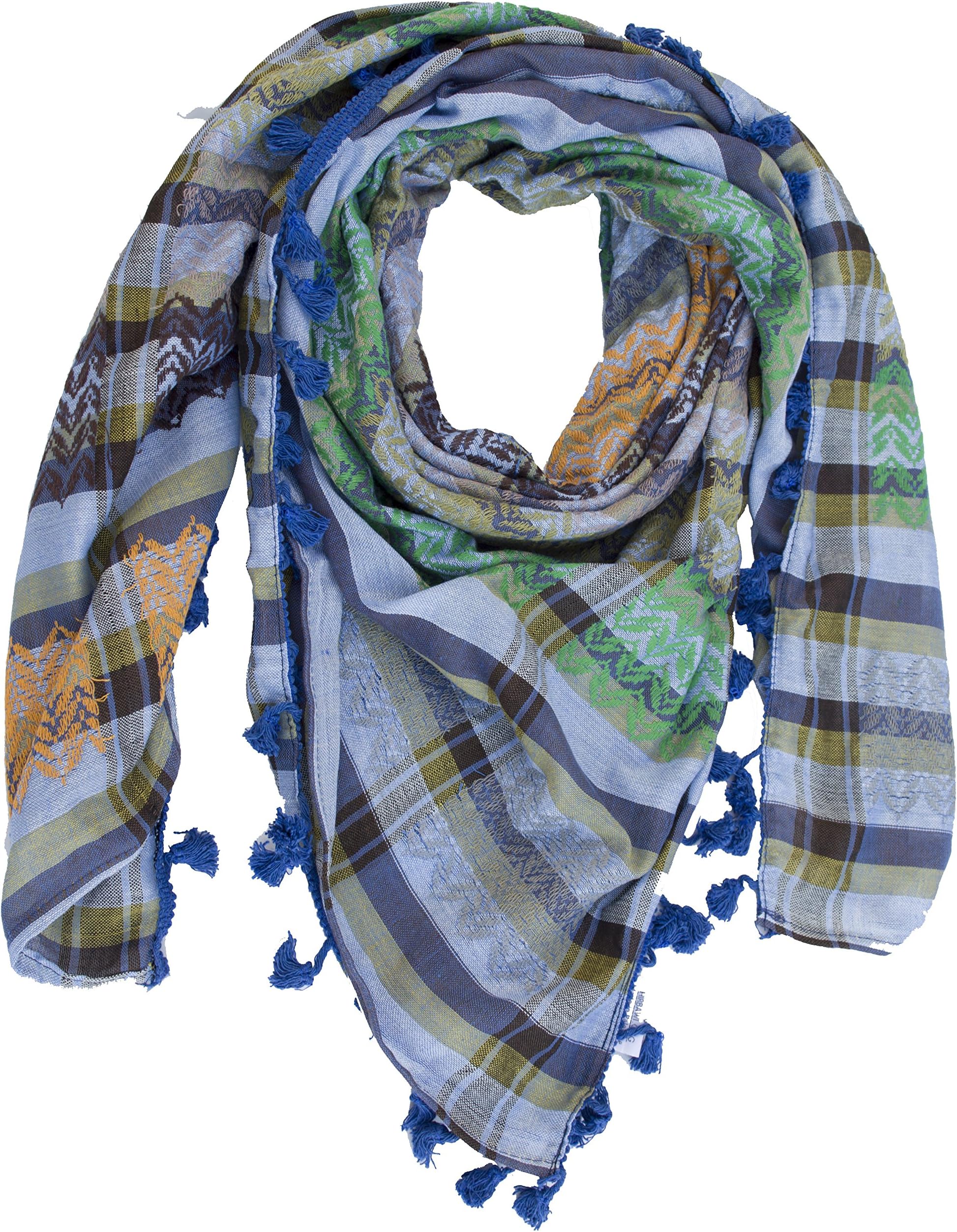 Kufiya Original Men's Arab Scarf One Size Multiple Color on Blue Shamgh Hatta 100% Cotton