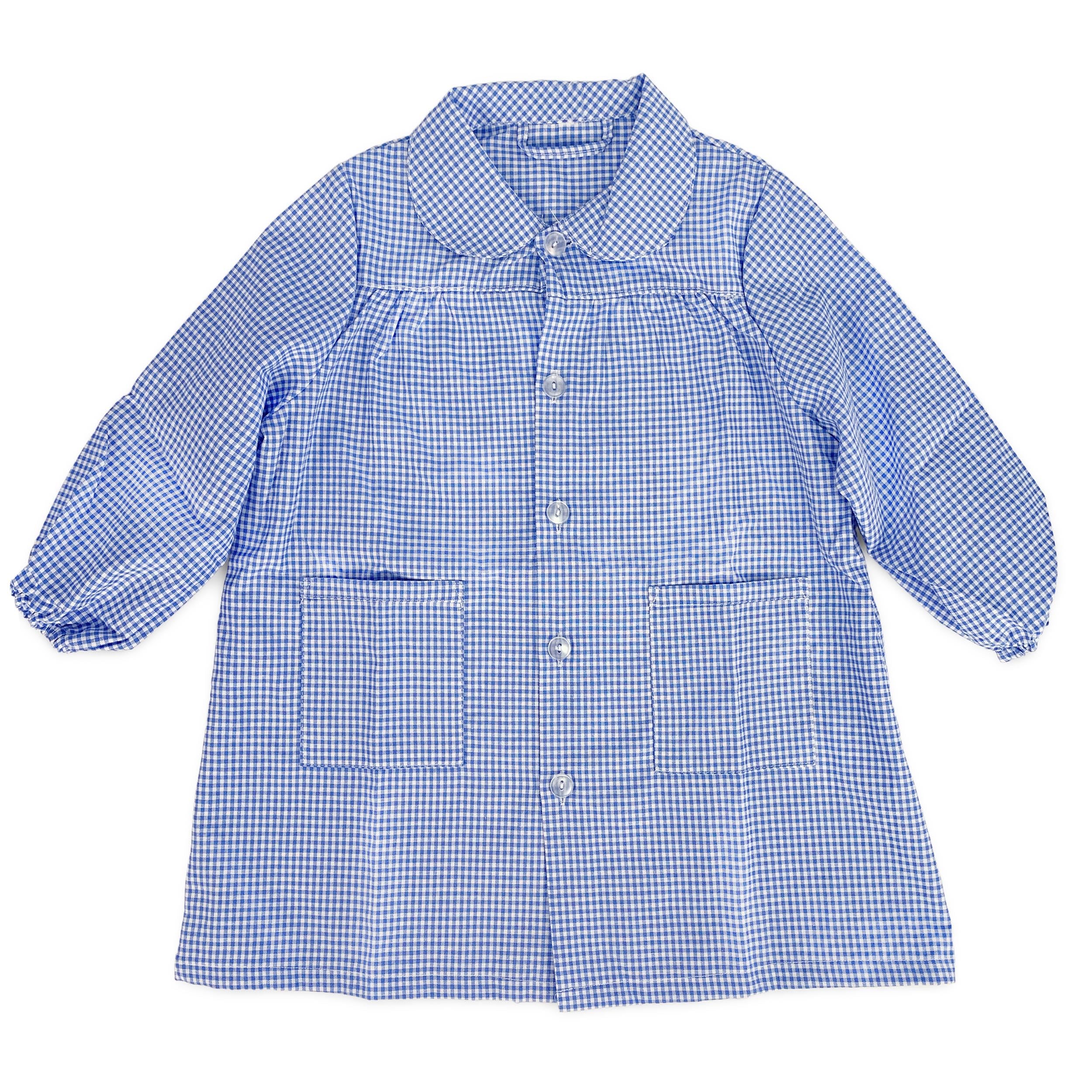 TIENDA EURASIA Bata Escolar Infantil - Babi Escolar con Botones Estampado a Cuadros - Manga Larga - Disponible en Colores y Medidas Diferentes