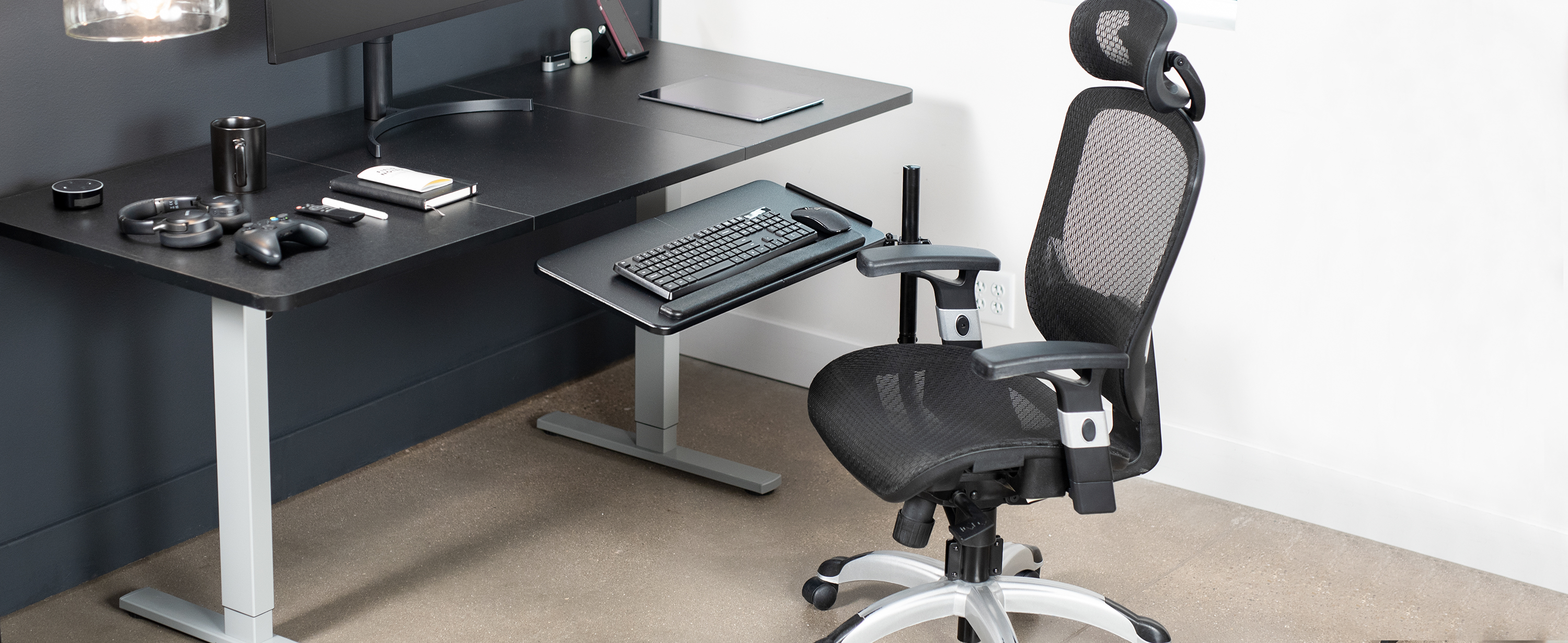 Plateau Clavier Et Souris – Support Ergonomique Pour Clavier Et Souris Pour Chaise De Bureau Avec Réglage De La Hauteur Et De L'inclinaison, Rotation à 360 Degrés, Noir, 66 X 53,3 Cm