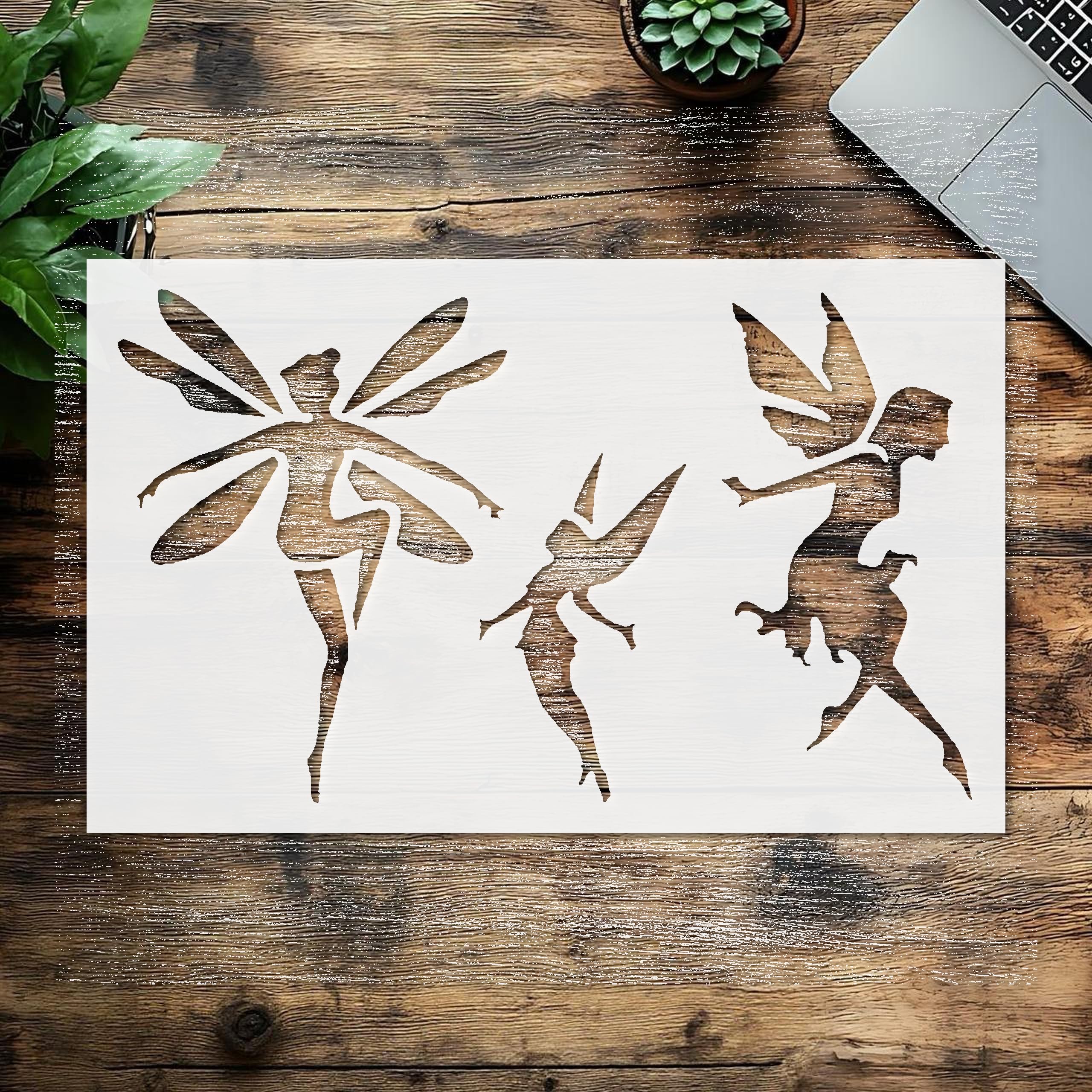 Stencil Fairies Flight, Plastic Reusable, Reusable Plastic, 8 inchL x 5 inchW, for DIY Crafts and Home Decor