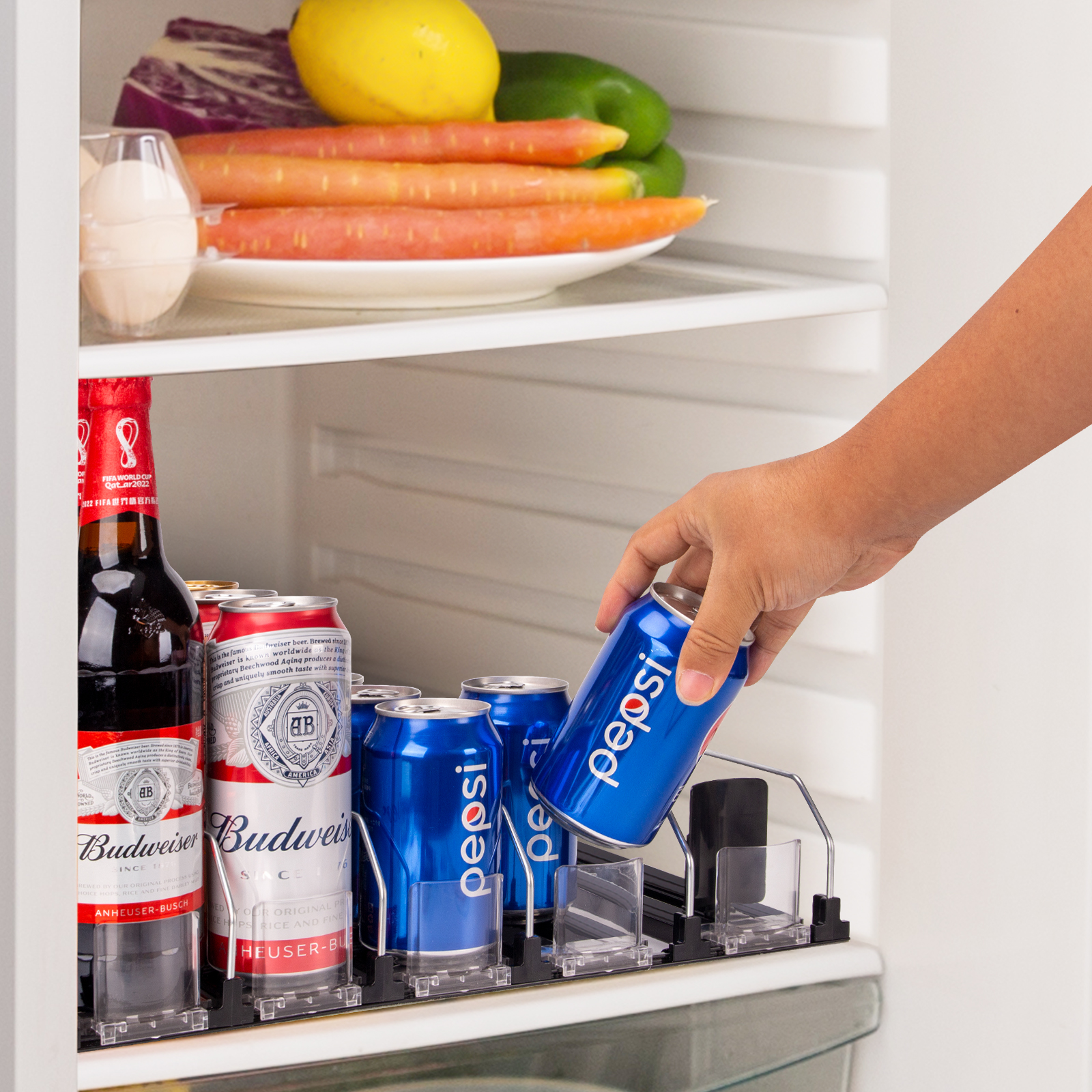 Organisateur Canettes Frigo ZIOYA - 3 Rangs Adjustables - Distributeur Automatique Pour Boissons