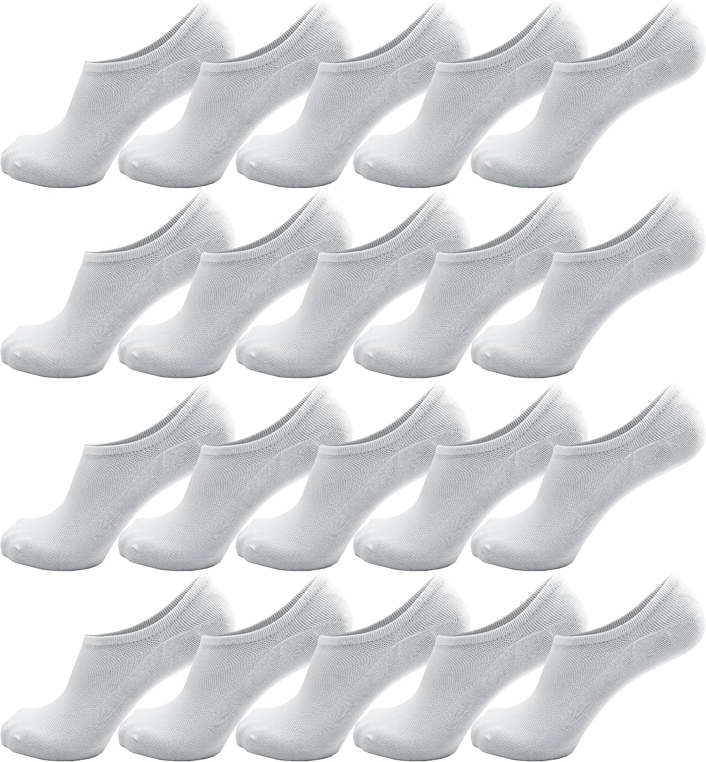 Winterlace 20 Pairs Men’s Low Cut Ankle Socks Cotton No Show Non-Slip Athletic Sports Bulk Pack
