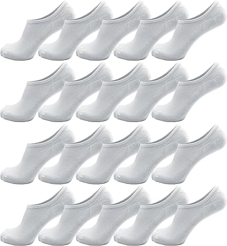 Winterlace 20 pares de calcetines tobilleros de corte bajo para hombre, de algodón, antideslizantes, paquete a granel