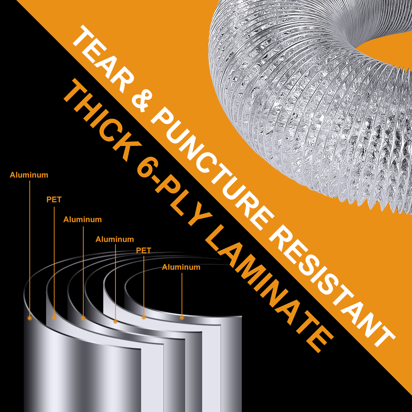 Steelsoft 4 Inch X 5 Ft Heavy Duty Dryer Vent Hose - Extra Thick Aluminum Foil Flexible Duct With Clamps