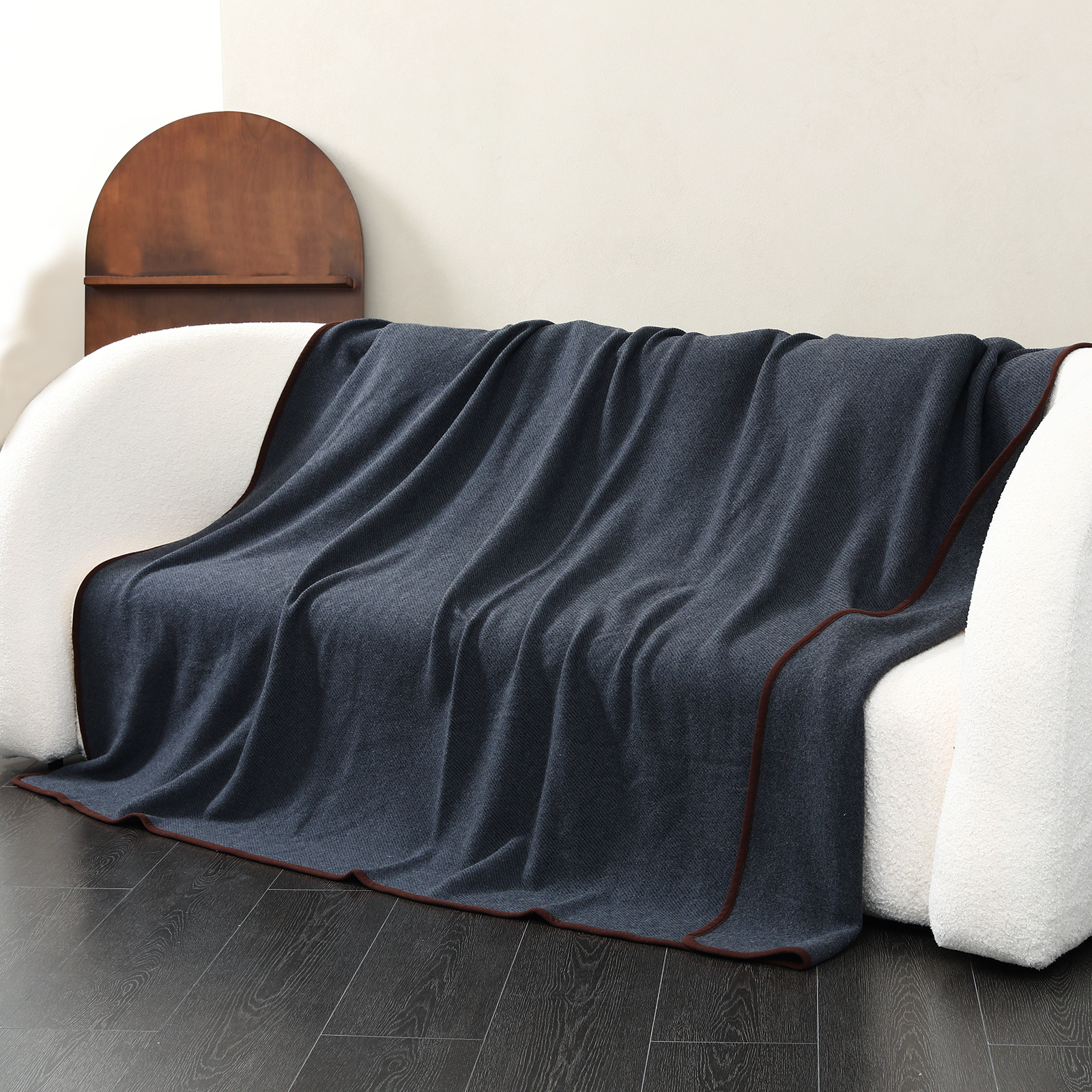 ACUSHLA Coperta In Lana Merino | 160x220 Cm | Grigio Houndstooth | Plaid Per Divano, Campeggio, Picnic E Sopravvivenza | Lavabile