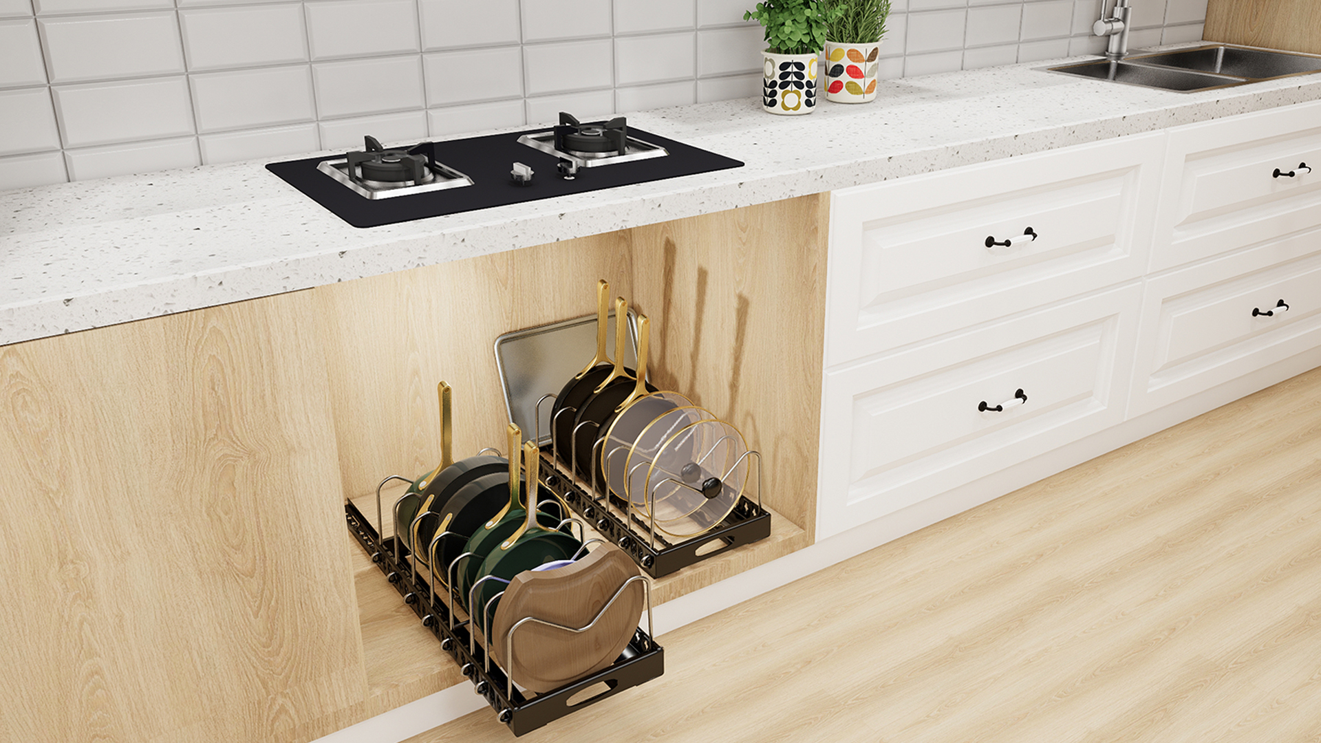 Organizador De Ollas Y Sartenes: Estante Para Debajo Del Gabinete, image size:1920x1080