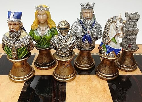 Miniatura 2 de Época Medieval Cruzadas Rojo & Verde busts Juego de ajedrez Hombres piezas pintado a mano