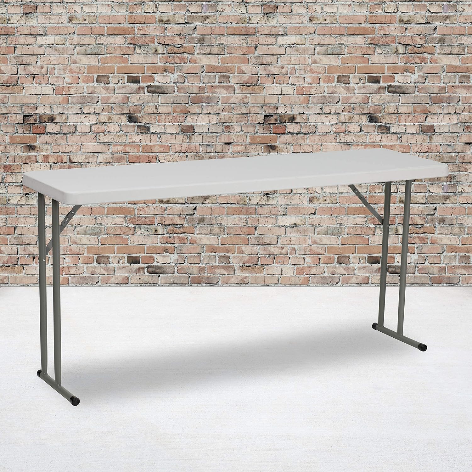 Flash Furniture Kathryn 5-Foot Granite White Plastic Folding Training Table & Elon 2.85-Foot Square Granite White Plastic Folding Table