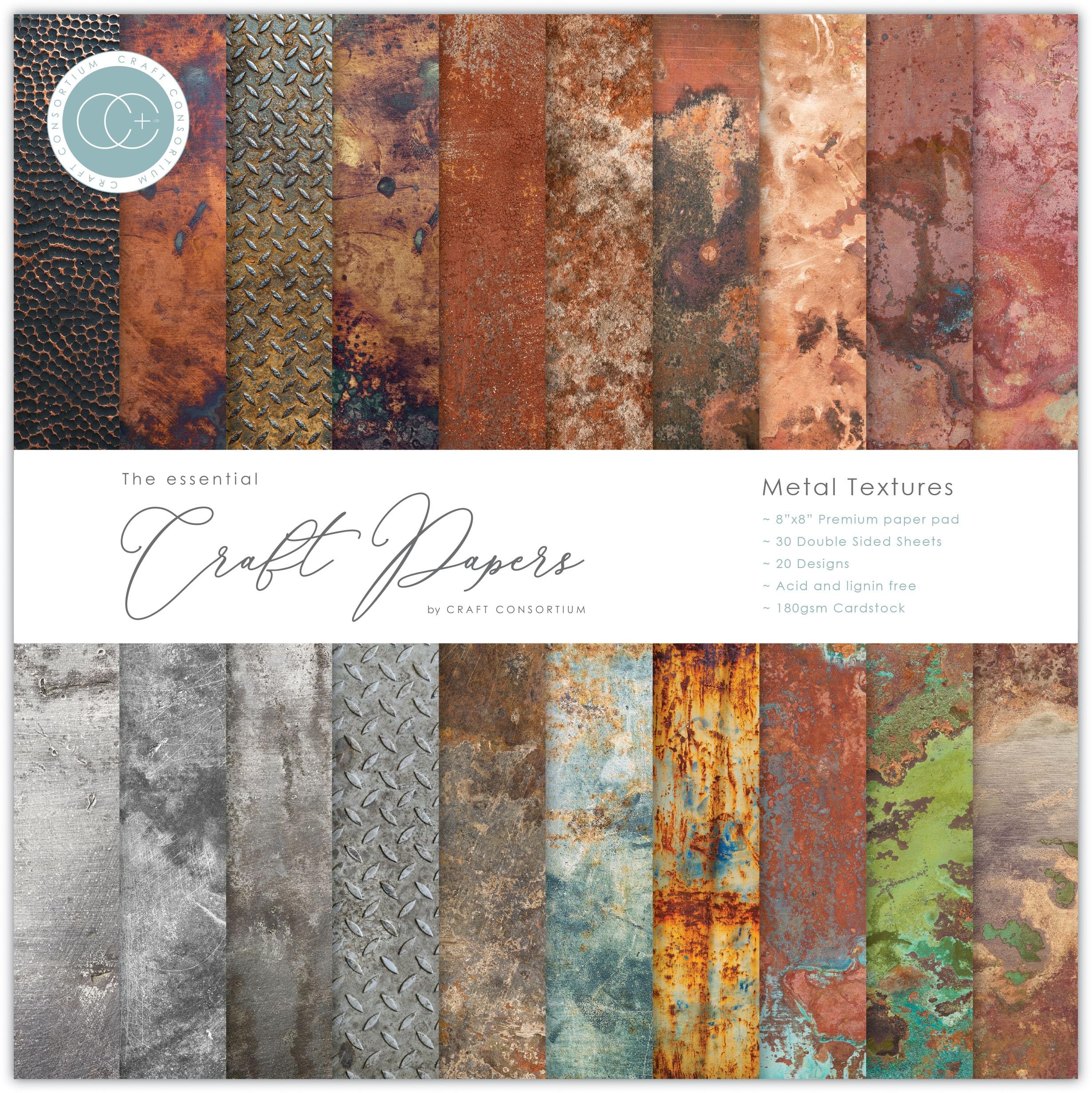 Metal Textures Paper Pad - 8x8 by Craft Consortium