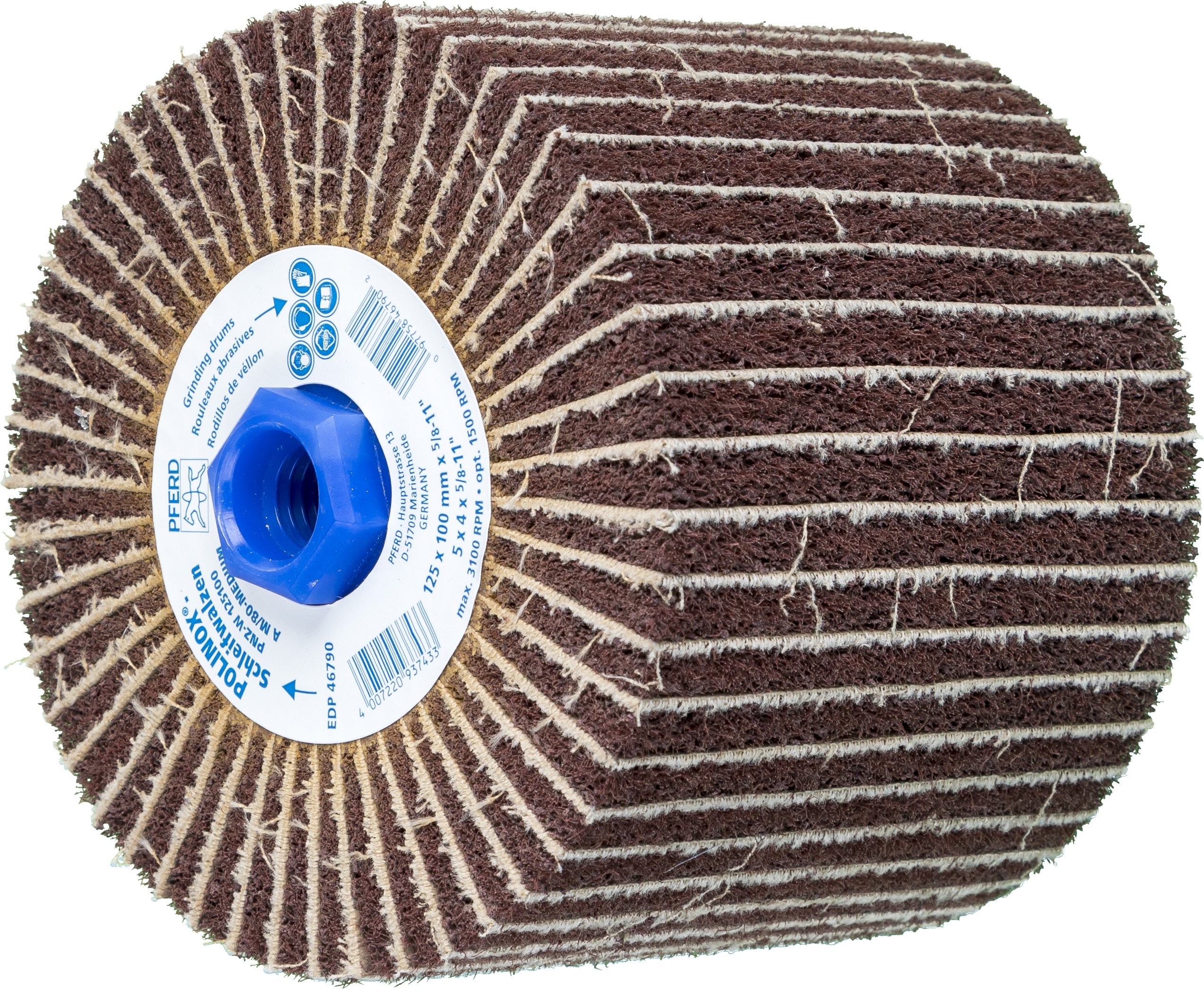 PFERD 46790 POLINOX PNZ Non-Woven Abrasive Finishing Drum, Aluminum Oxide A, 5