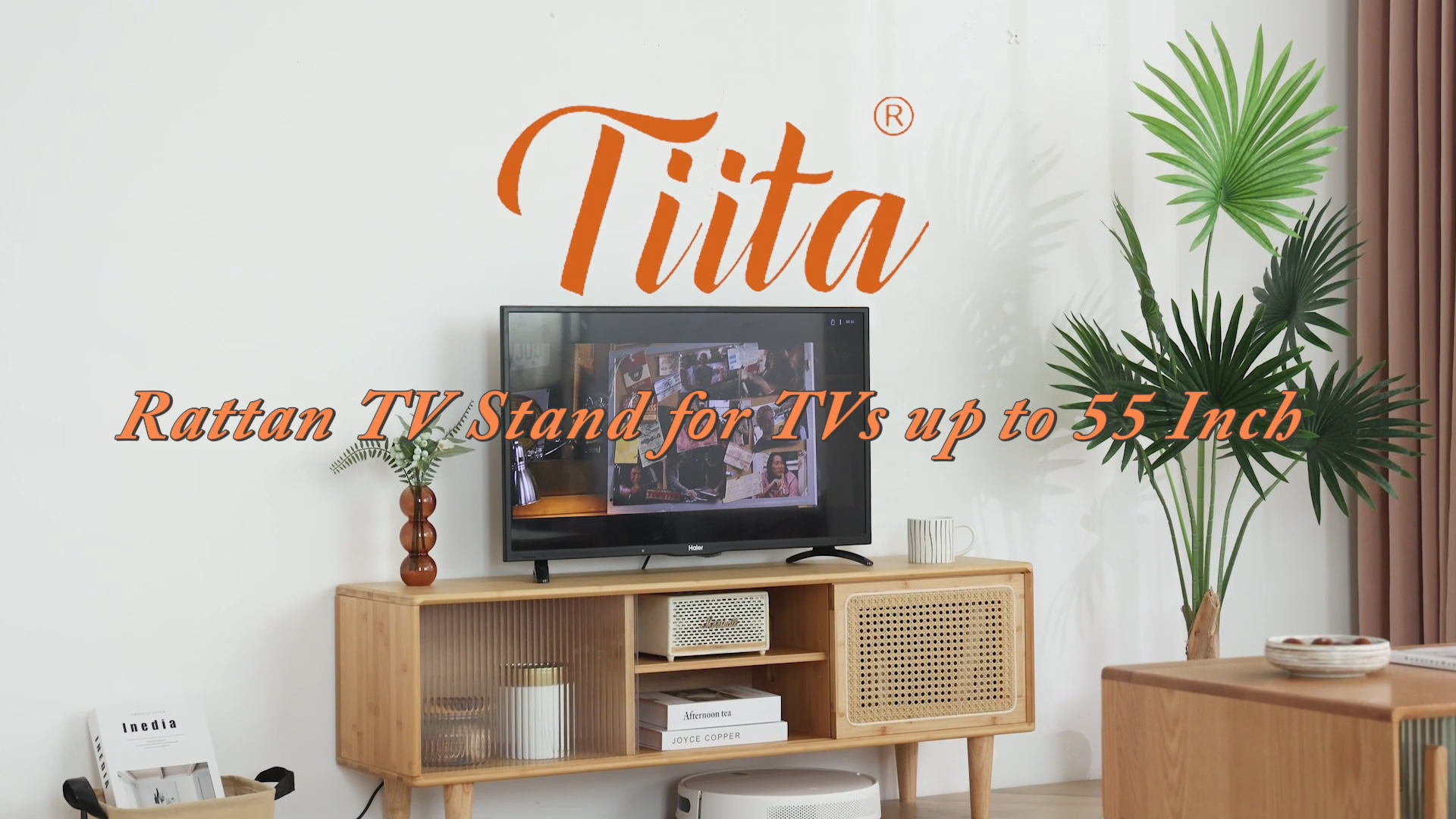 Amazon.com: Tiita Rattan TV Stand for 55 Inch TV, Bamboo TV