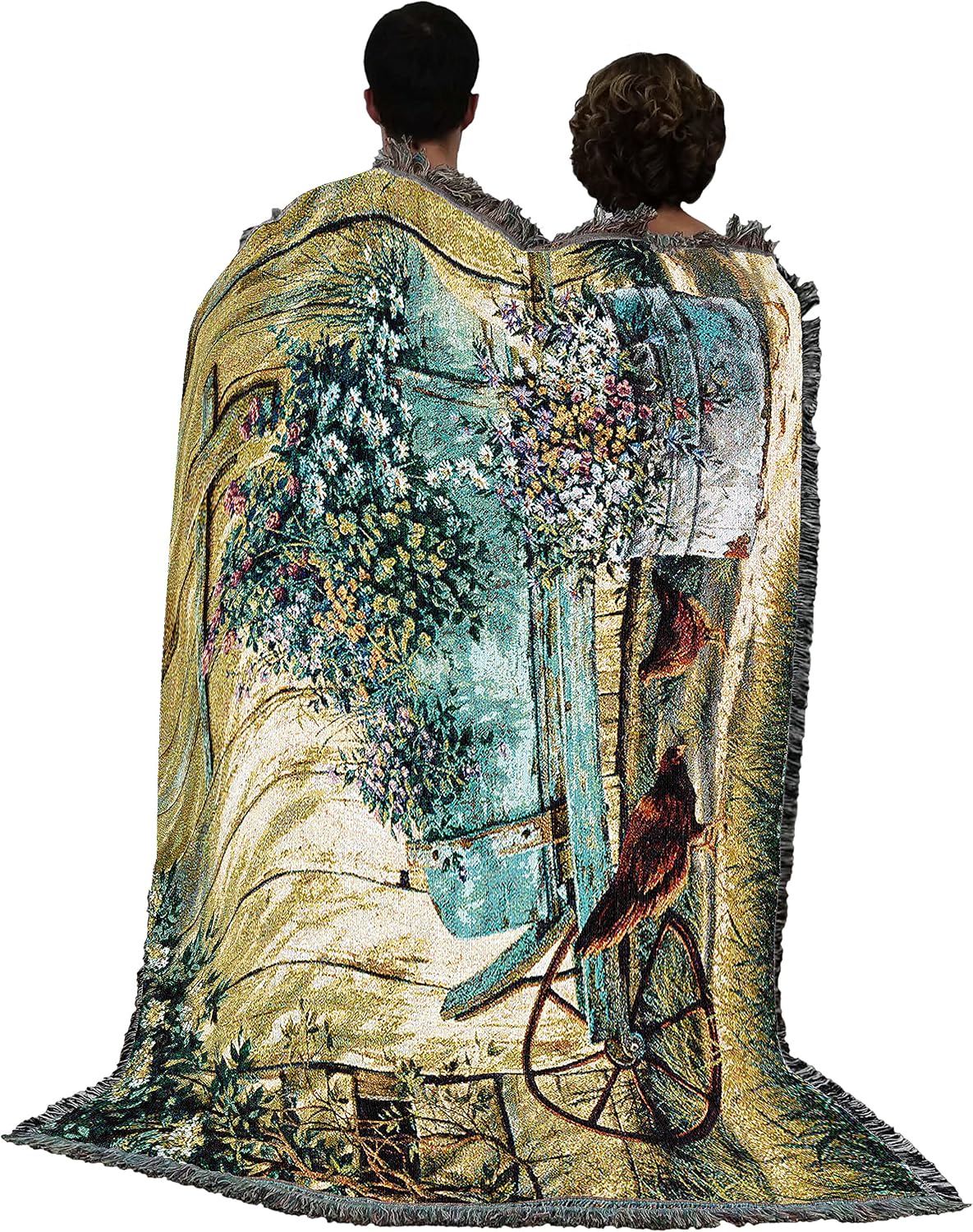 Pure Country Weavers Spring Social Blanket by Michael Humphries - Farm Gift Tapestry Throw Woven from Cotton - Made in The USA (72x54)