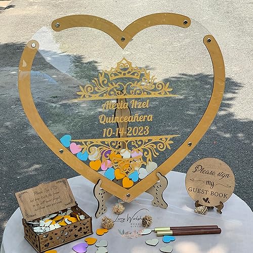 Miniatura 2 de Personalized Mis Quince Anos Heart Guest Book Alternative Sweet 15 Guest book Sweet 16 Guest Book - Customizable Heart Shaped Quinceanera Drop box