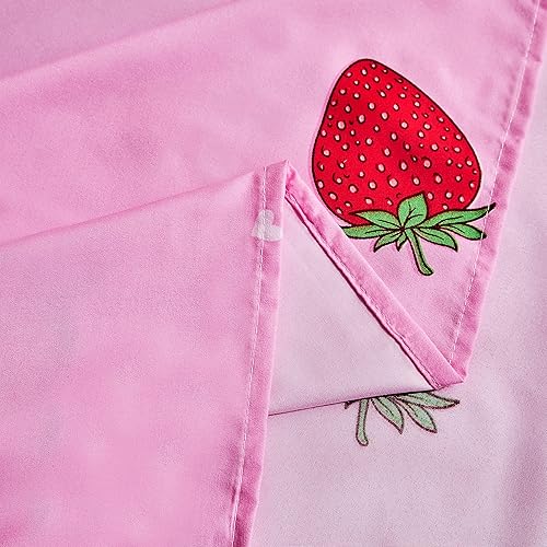 Miniatura 7 de LAMEJOR Juego de sábanas rosadas, tamaño individual, diseño de fresa roja Kawaii con bolsillos profundos de 14 pulgadas de profundidad, 4 piezas, 1