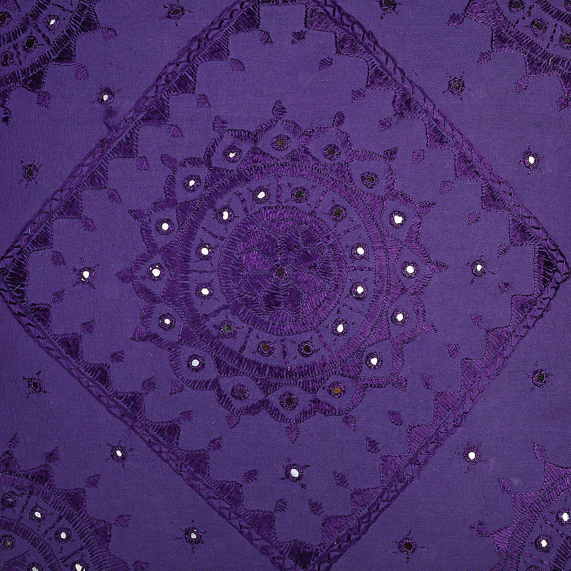 Etnico Fodere Per Cuscini 60x60 Cm – Ricamate A Mano Con Specchi, Viola, 2 Pezzi, Cotone, Stile Bohémien, Solo Federe (senza Imbottitura) - 2
