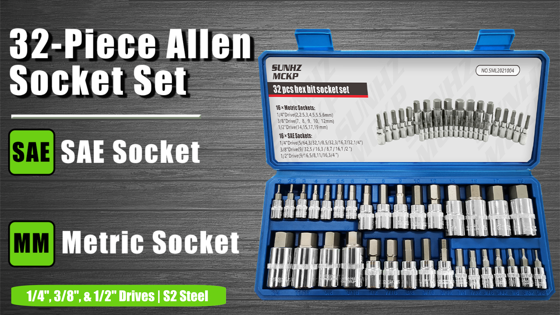 o.e.sです SUNHZMCKP 32 Piece Allen Socket Set, 1/4