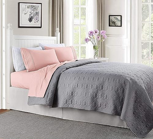 Miniatura 3 de Elegant Comfort El mejor juego de sábanas de 4 piezas de lujo, suave y acogedor. Calidad egipcia de 1500 hilos, diseño acolchado en sábana encimera