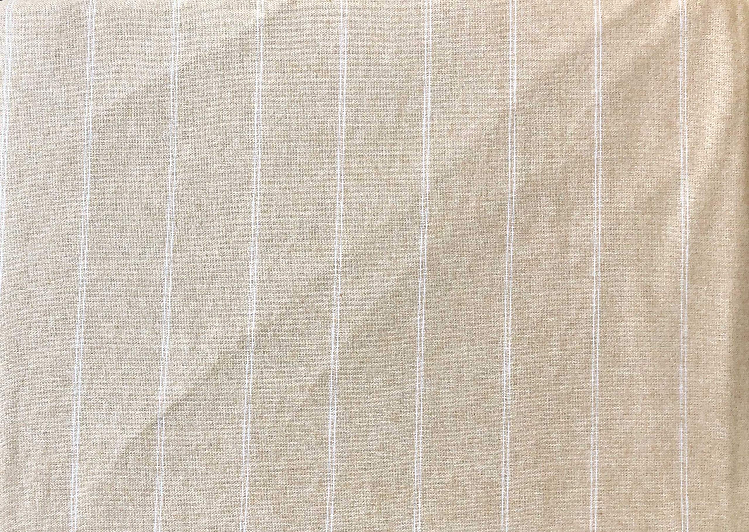 DormisetteGermany 4 Piece Cotton Flannel Sheet Set Thin White Double Stripes Pinstripes on Tan/Light Beige (King)