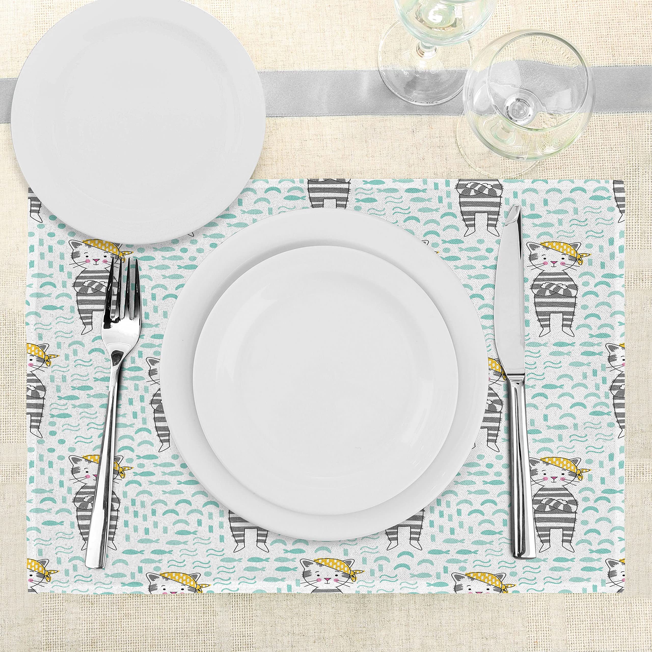ABAKUHAUS Set Di 4 Tovagliette Americane In Tessuto Lavabile - Motivo Tropicale Animali Della Giungla, Impermeabili E Antimacchia, 45x30 Cm, Per Tavolo Da Pranzo, Multicolore.