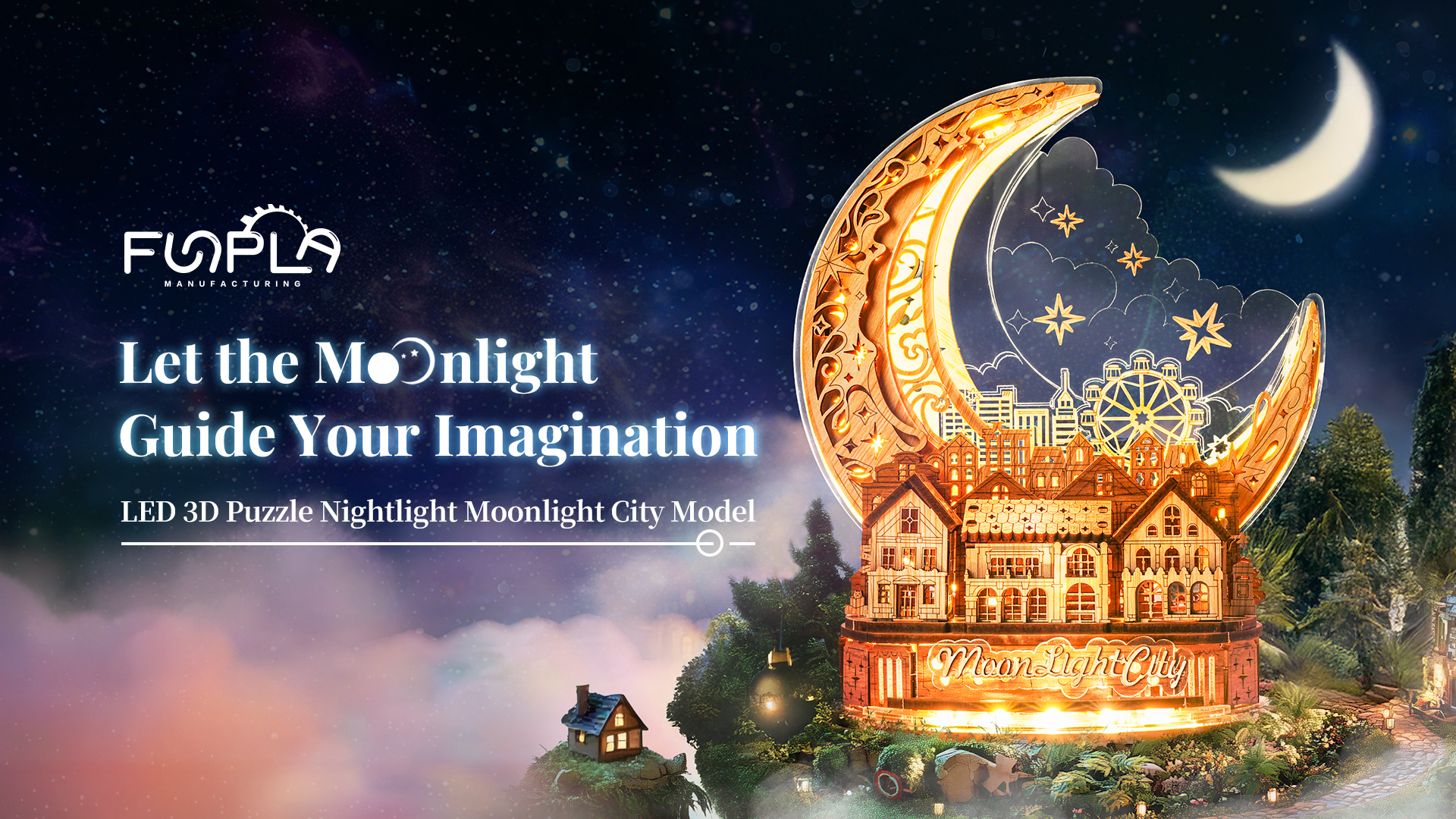 Amazon.com: FUNPOLA 3D DIY Puzzle Moon City Model - LED 3D Wood
