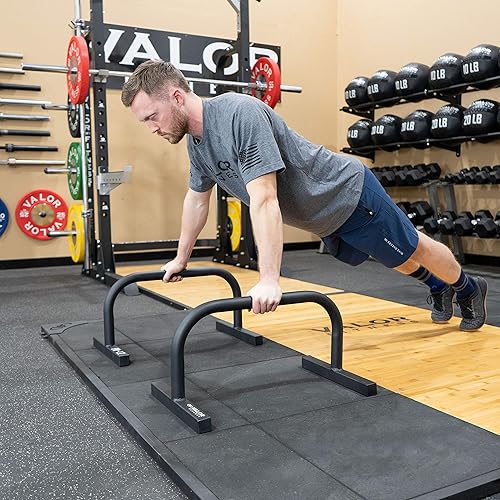Miniatura 3 de Valor Fitness Barras de gimnasia para paraletas, barras de inmersión de entrenamiento, soportes de empuje hacia arriba, equipo de equilibrio de