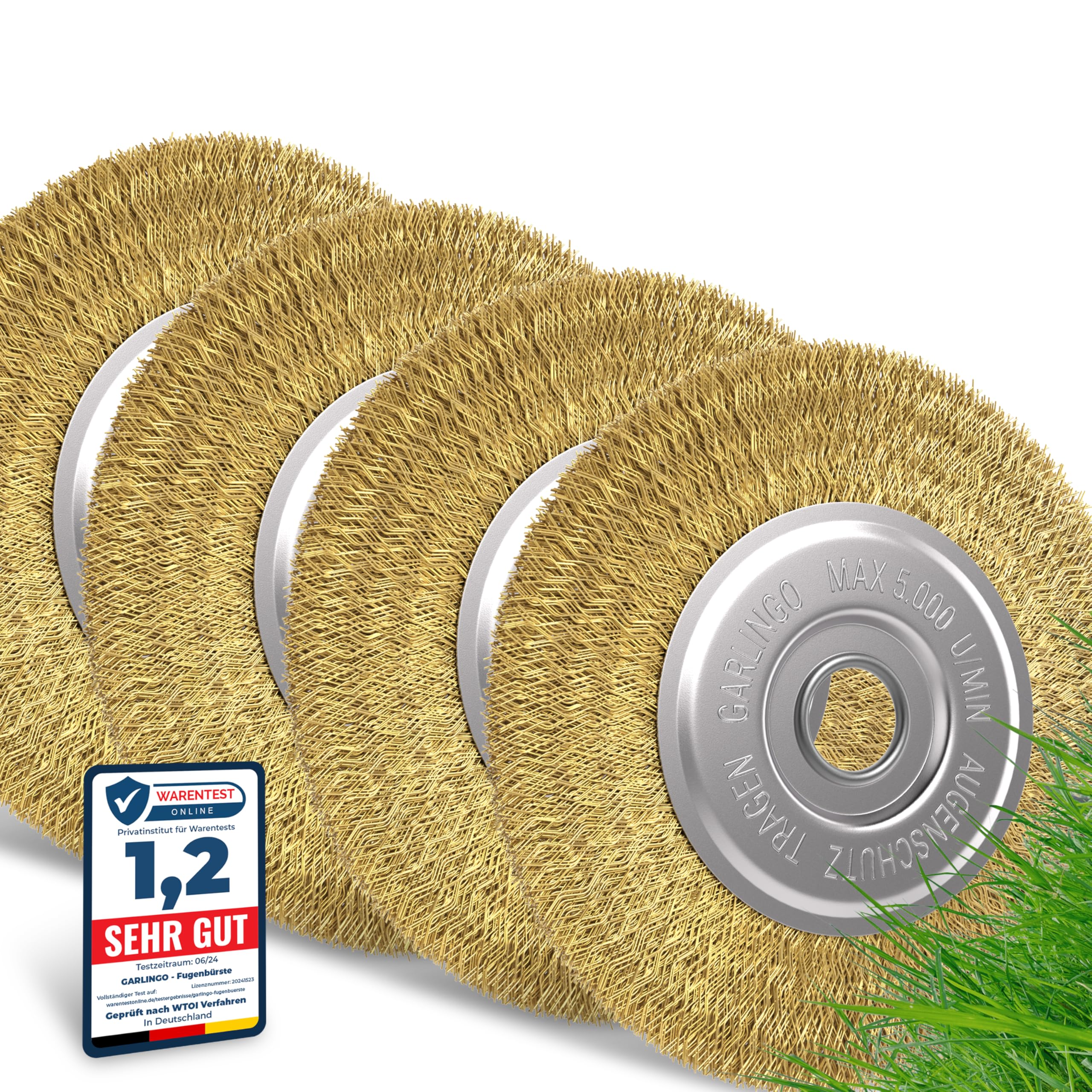 GARLINGO Szczotka do fug, zestaw 4 sztuk, kompatybilna z Gloria Multibrush i innymi szczotkami drucianymi, szerokość 10 mm, szczotka zapasowa