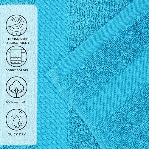 Miniatura 9 de SUPERIOR Juego de algodón egipcio, toalla absorbente de secado rápido de fibra larga, 6 piezas a mano, Capri Breeze