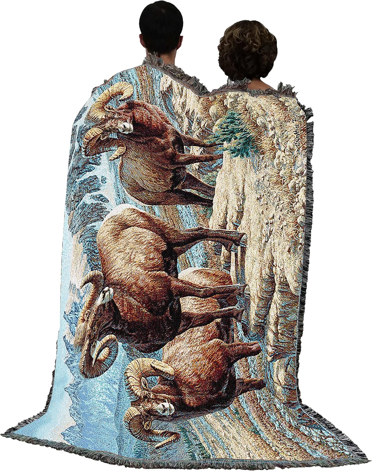 Pure Country Weavers Mountain Monarchs Blanket by Cynthie Fisher - Big Horn Sheep Wildlife Lodge Cabin Gift Tapestry Throw Woven from Cotton - Made in The USA (72x54)