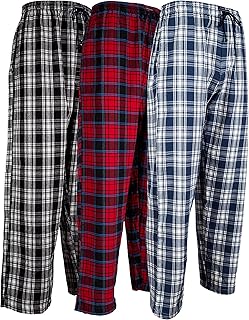 Andrew Scott Men's 3 Pack Cotton Flannel Fleece Brush Pajama Sleep & Lounge Pants