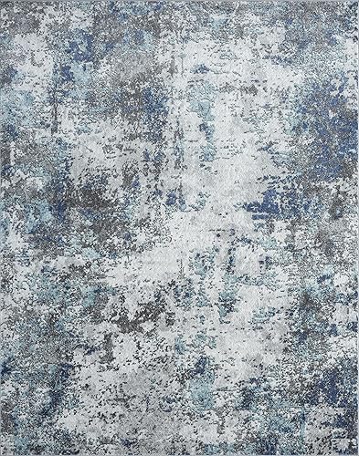 Miniatura 2 de Tayse Jerrell - Alfombra rectangular azul de 5 x 8 pies para sala, dormitorio o comedor, contemporánea, abstracta