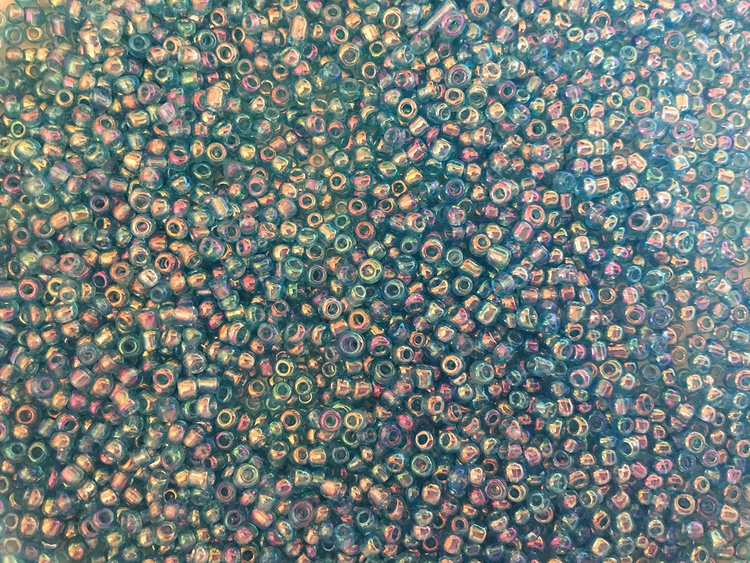 Czech Glass Seed Beads Turquoise Blue Iridescent Size:11/0 50 gr / 1.76 oz - Image 2