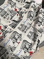 Vista 6 de Sheicon The Yard - Tela con estampado de la Torre Eiffel de París, 60 pulgadas de ancho, diseño de romance francés, vintage, para proyectos