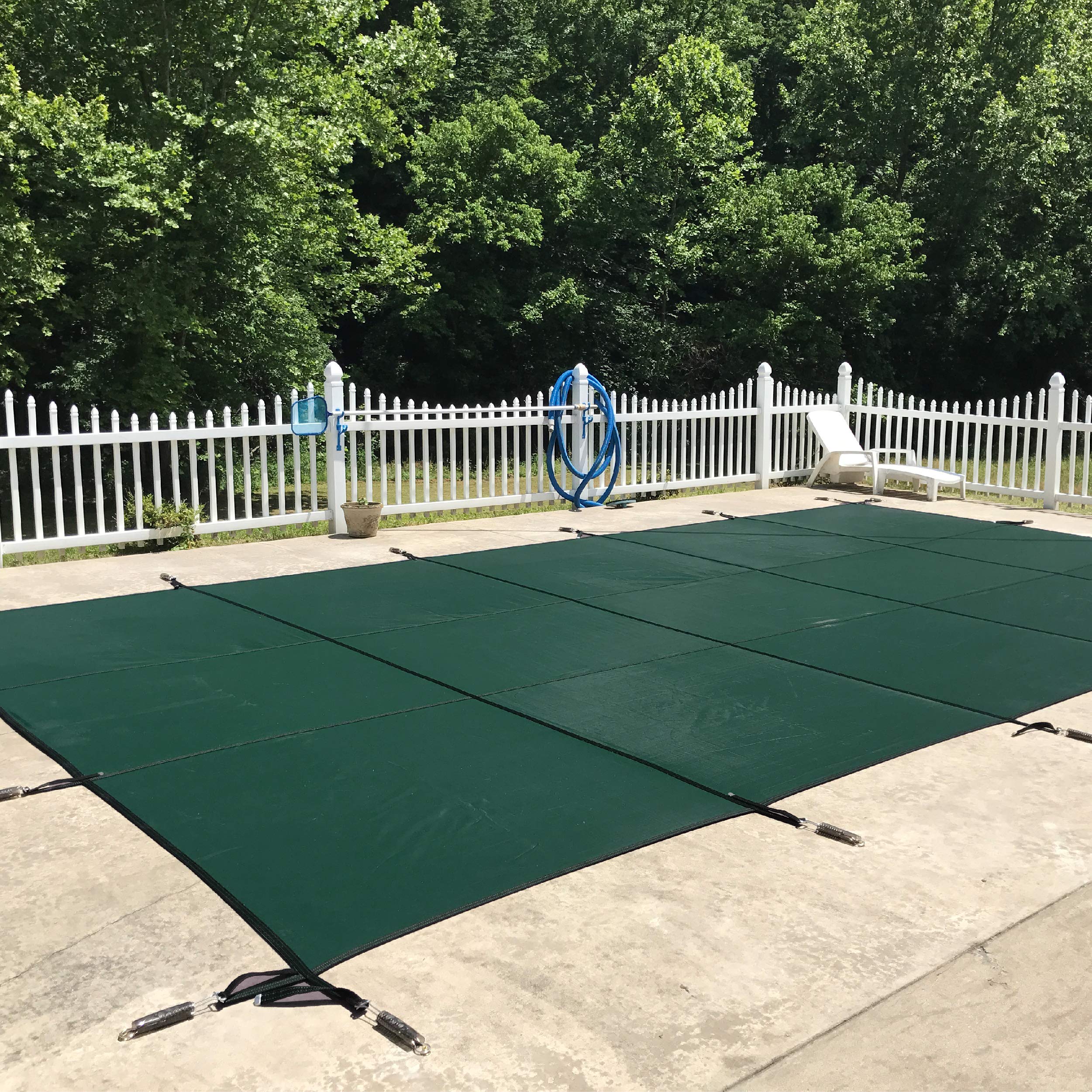 WaterWarden Inground Pool Safety Cover 30' x 50', Rectangle, 15-Year Warranty, UL Classified to ASTM F1346, Triple Stitched for MAX Strength, Abrasion Resistant, Hardware Included, Green Mesh