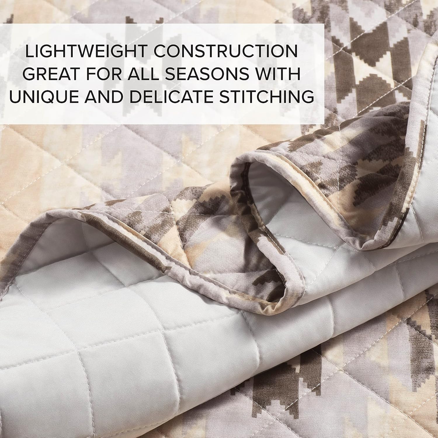 Lucky Brand Quilt Set – 3-Piece Queen Size Quilt Sets with Pillow Shams, Cotton & Polyester, Lightweight, Modern Nevada Tribal Coverlet Queen Size