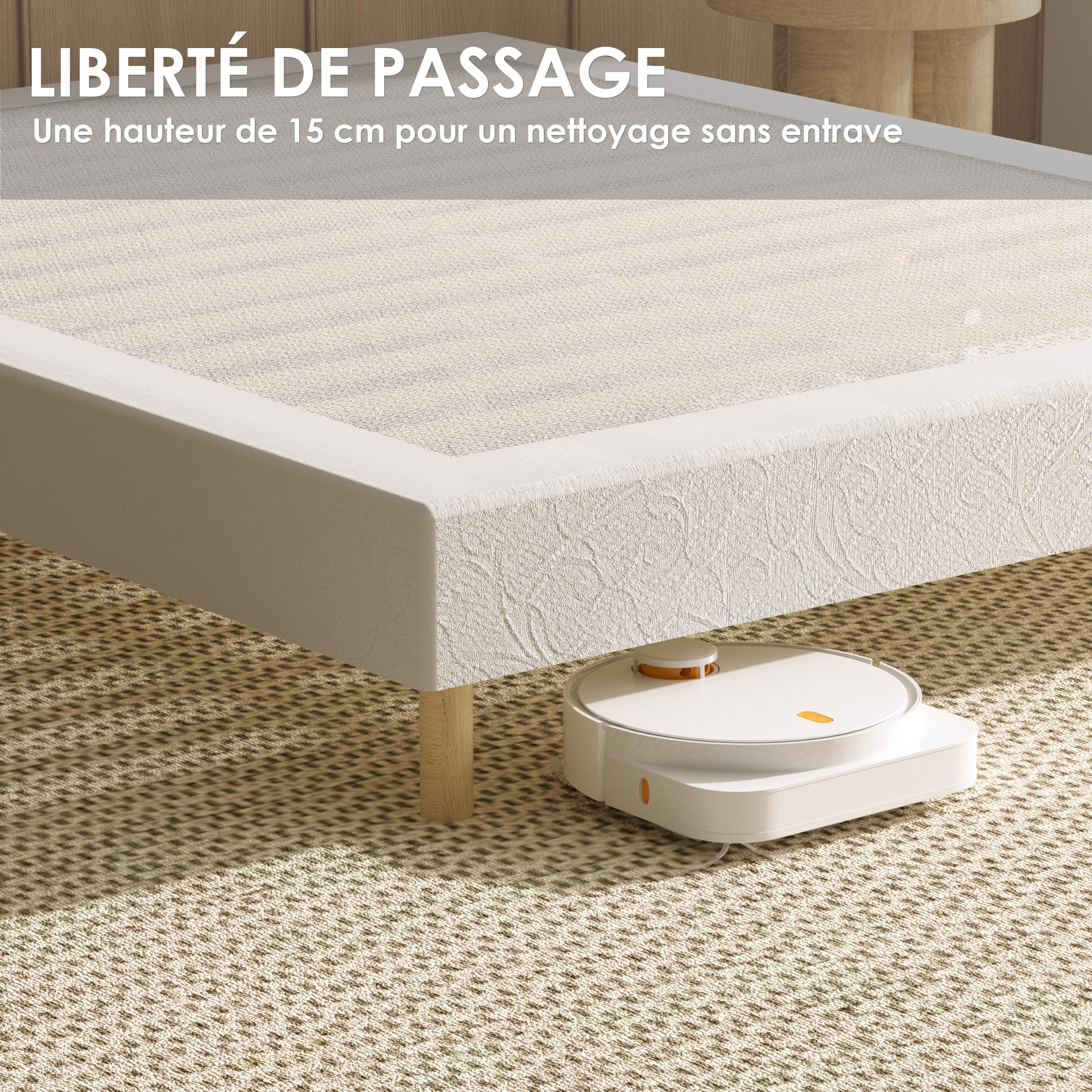 DEWINNER Sommier 140x190 | Sommier Tapissier 140x190 | 2x14 Lattes Bois | 9 Pieds Stables | Hauteur du Cadre de Lit 29 cm | Lit 140 x 190 avec Sommier | Chambre de Couple, Appartement et Maison