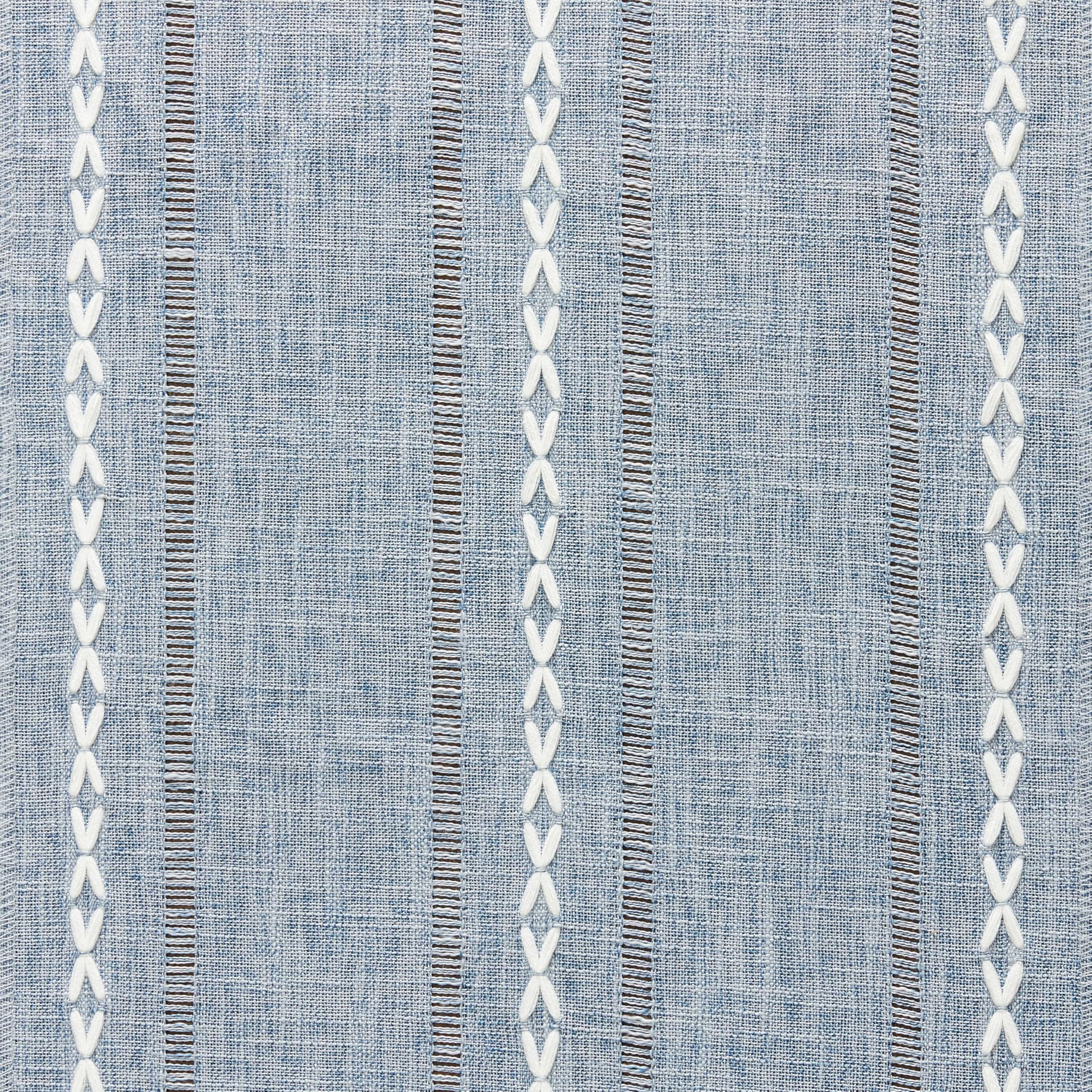 Camino de mesa de estilo rústico con vainica, azul de 13 x 36 pulgadas, camino de mesa de lino y algodón de 36 pulgadas de largo, bordado a rayas azules, bohemio, decoración rústica para el