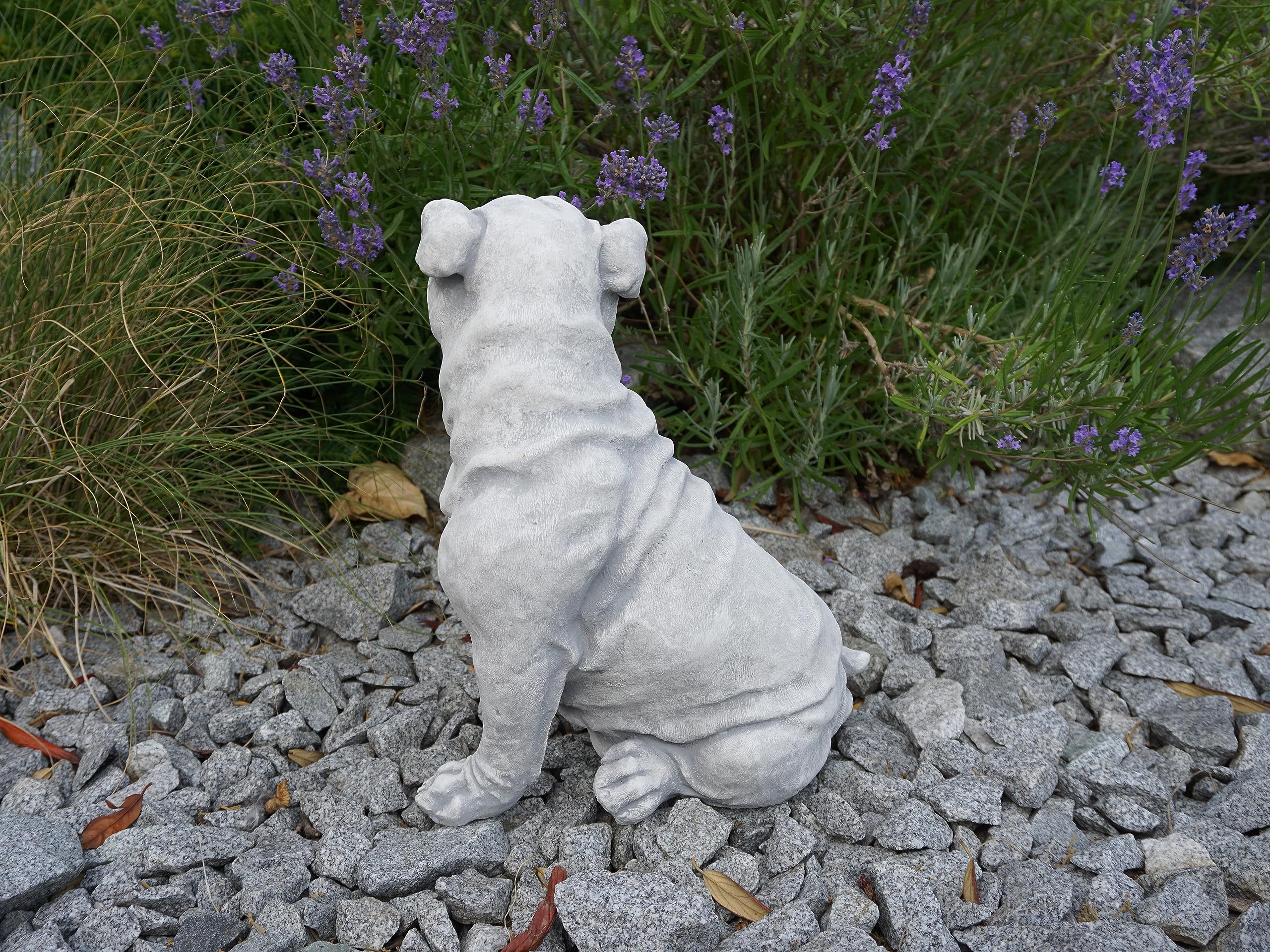 gartendekoparadies.de Bulldog inglese pietra pietra H 32 cm 10 kg grigio antigelo in gres per esterni